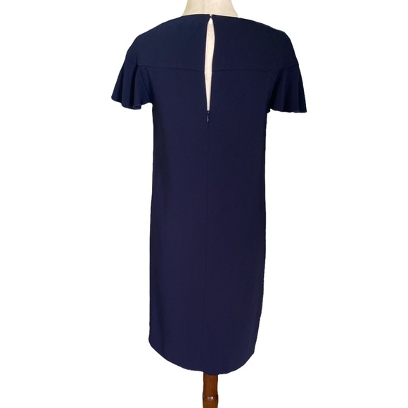 Trina Turk Charleston Ruffle Front Navy Blue Cutout Shift Tunic Dress - 6 - Picture 7 of 13